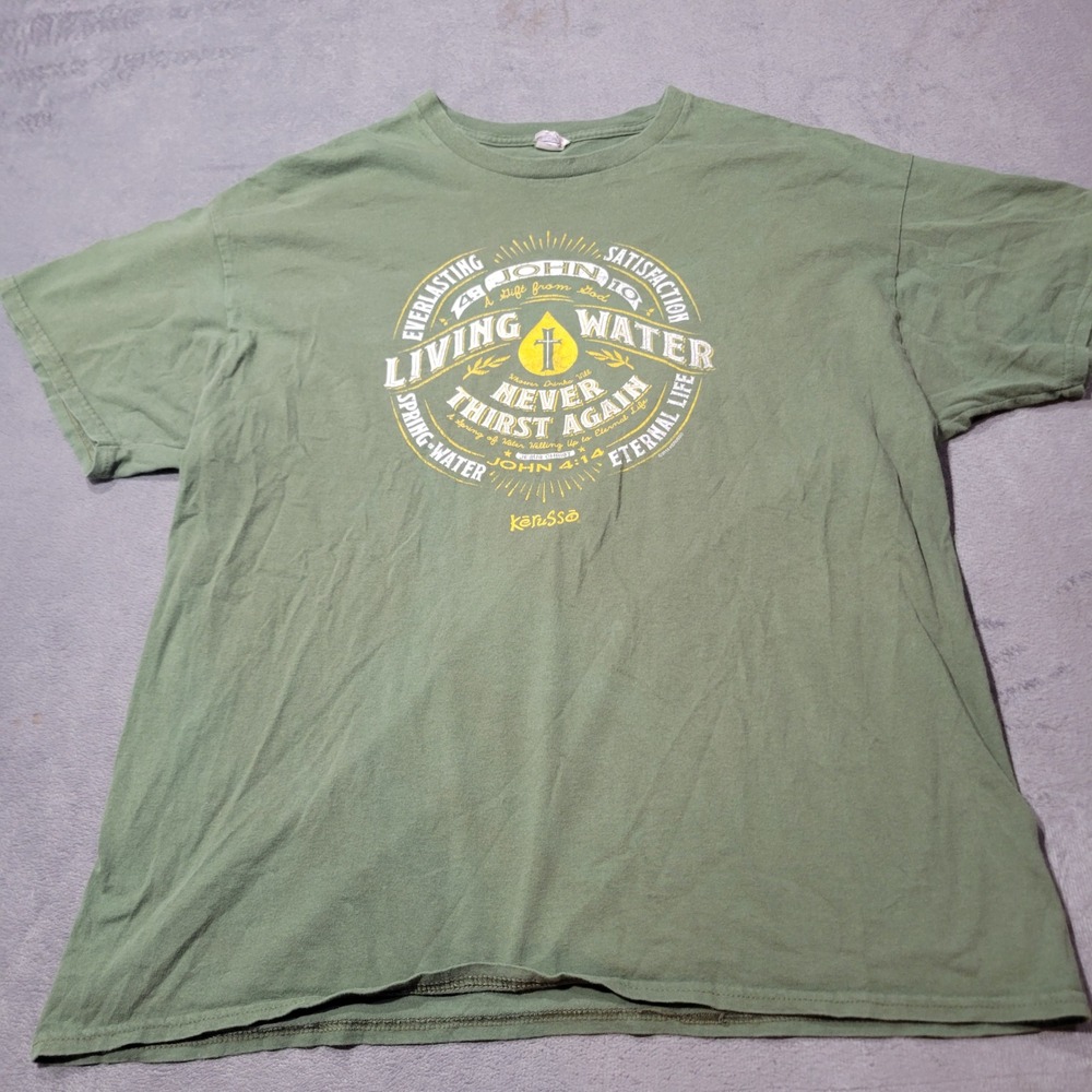 Kerusso T-Shirt Mens XL Green Living Water John 4:14 Christian Faith Graphic Tee